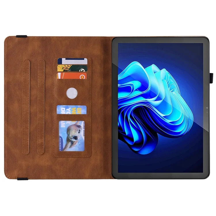 For itel Pad One Case Butterfly Flower Imprint Card Slots PU Leather Tablet Cover