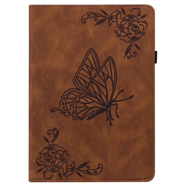 For itel Pad One Case Butterfly Flower Imprint Card Slots PU Leather Tablet Cover