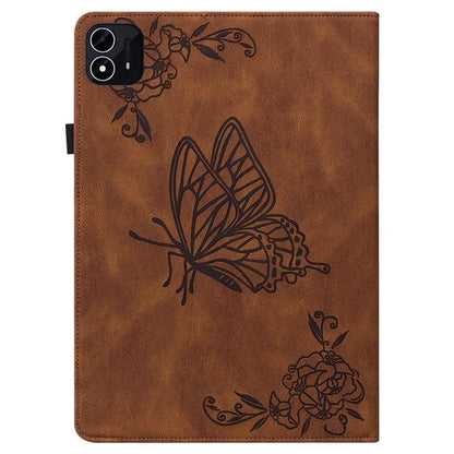 For itel Pad One Case Butterfly Flower Imprint Card Slots PU Leather Tablet Cover