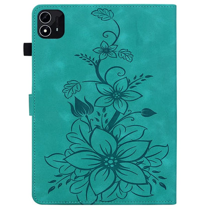 For itel Pad One Case with Card Slots Lily Flower Imprint Leather Tablet Cover