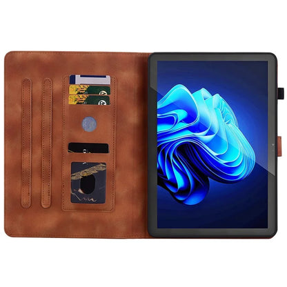For itel Pad One Case with Card Slots Lily Flower Imprint Leather Tablet Cover