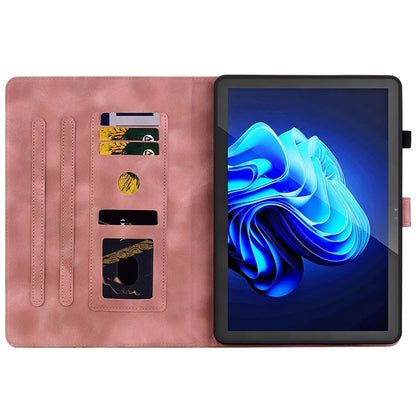 For itel Pad One Case with Card Slots Lily Flower Imprint Leather Tablet Cover