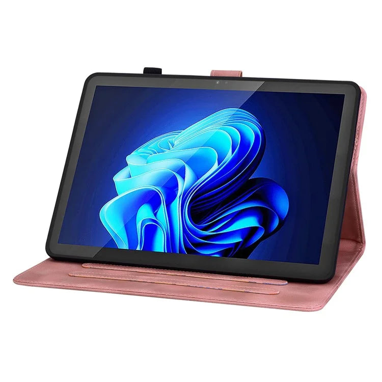 For itel Pad One Case with Card Slots Lily Flower Imprint Leather Tablet Cover