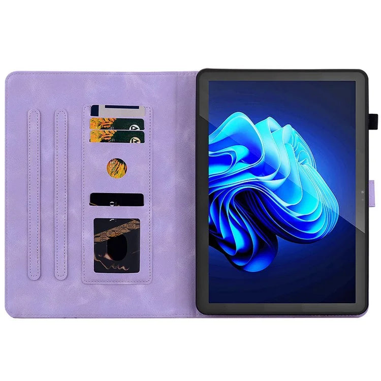 For itel Pad One Case with Card Slots Lily Flower Imprint Leather Tablet Cover