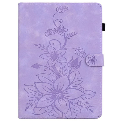 For itel Pad One Case with Card Slots Lily Flower Imprint Leather Tablet Cover