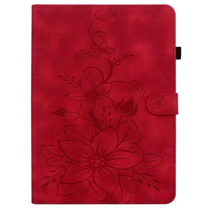 For itel Pad One Case with Card Slots Lily Flower Imprint Leather Tablet Cover