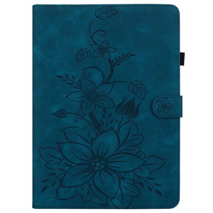 For itel Pad One Case with Card Slots Lily Flower Imprint Leather Tablet Cover