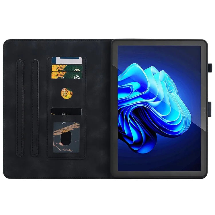 For itel Pad One Case with Card Slots Lily Flower Imprint Leather Tablet Cover