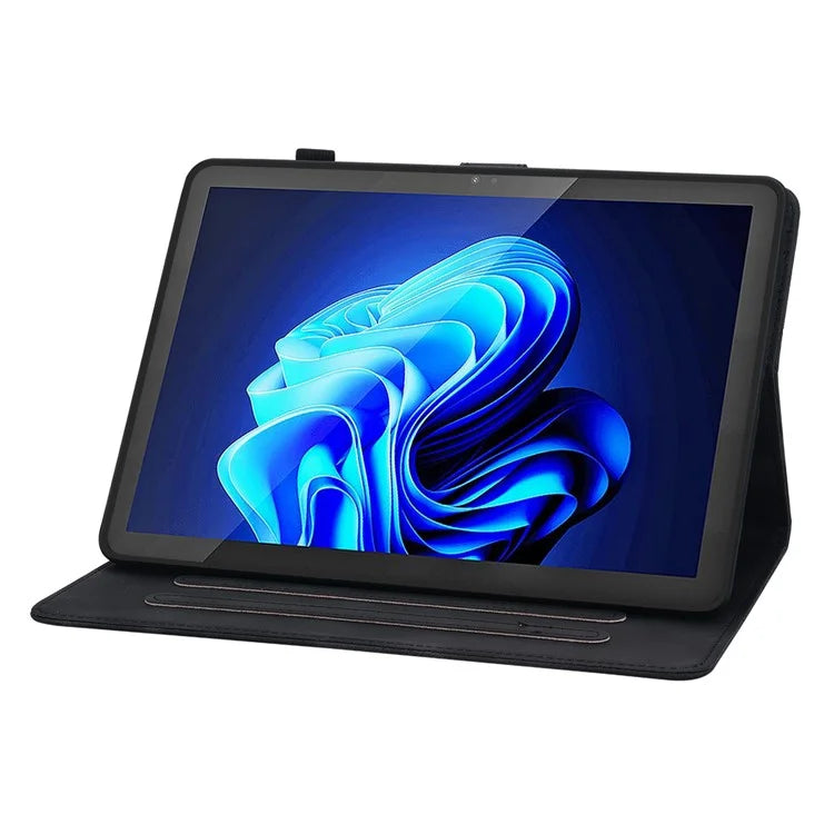 For itel Pad One Case with Card Slots Lily Flower Imprint Leather Tablet Cover