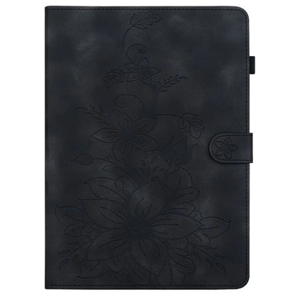 For itel Pad One Case with Card Slots Lily Flower Imprint Leather Tablet Cover
