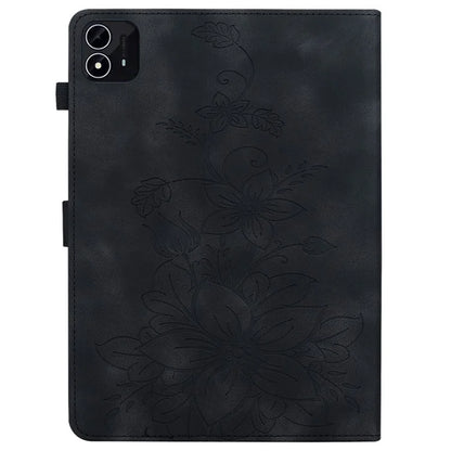 For itel Pad One Case with Card Slots Lily Flower Imprint Leather Tablet Cover