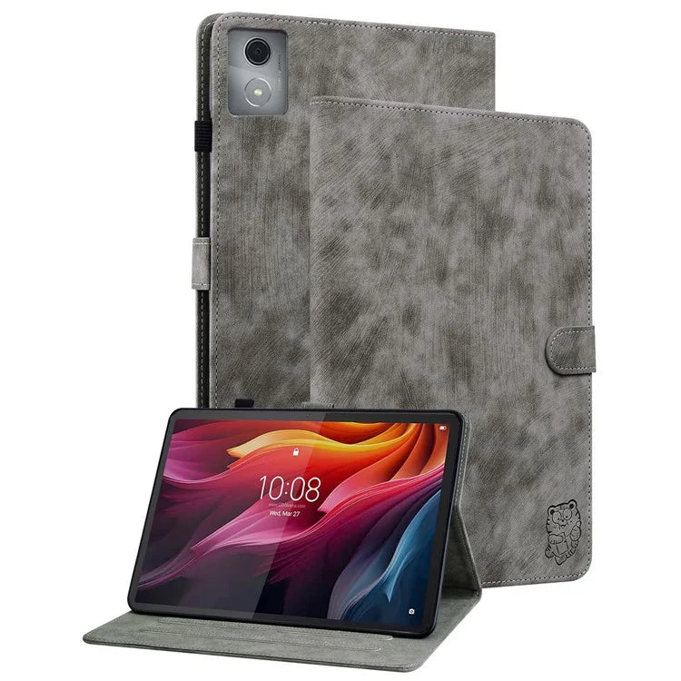 For Lenovo Tab K11 Plus Cases Anti-Slip Tiger Imprint PU Leather Tablet Cover