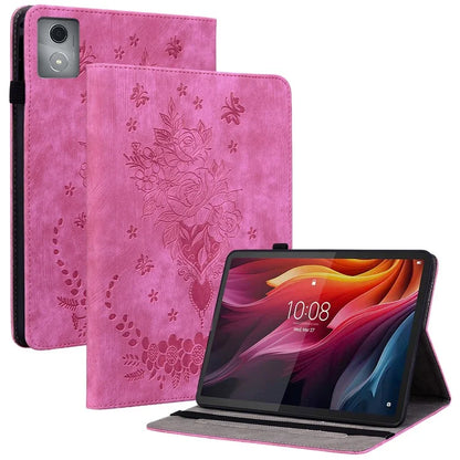 For Lenovo Tab K11 Plus Protective Case Rose Flower Imprint Card Slot Leather Cover