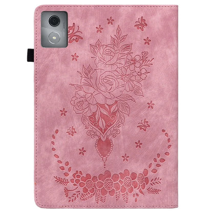 For Lenovo Tab K11 Plus Protective Case Rose Flower Imprint Card Slot Leather Cover