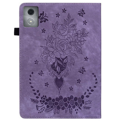 For Lenovo Tab K11 Plus Protective Case Rose Flower Imprint Card Slot Leather Cover