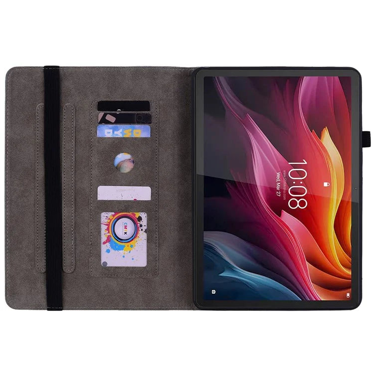 For Lenovo Tab K11 Plus Protective Case Rose Flower Imprint Card Slot Leather Cover