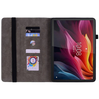 For Lenovo Tab K11 Plus Protective Case Rose Flower Imprint Card Slot Leather Cover