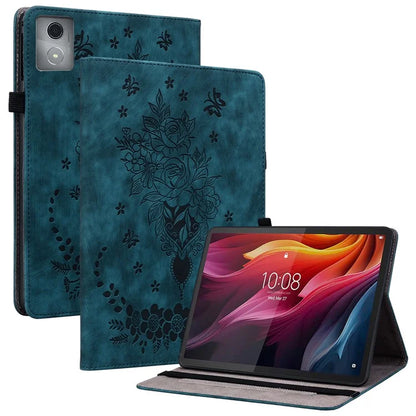 For Lenovo Tab K11 Plus Protective Case Rose Flower Imprint Card Slot Leather Cover