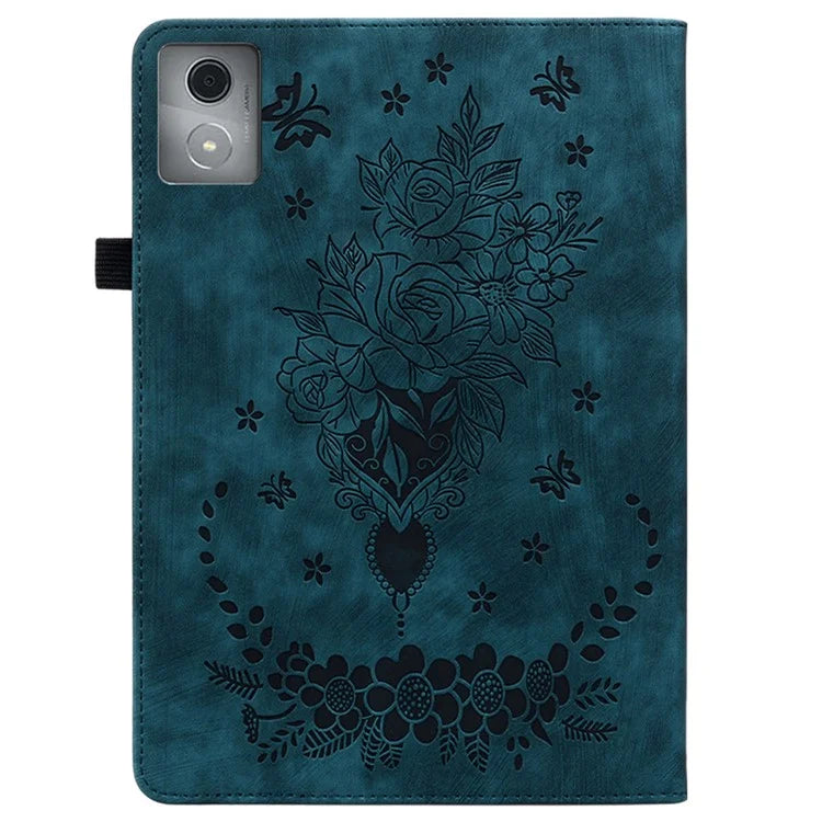For Lenovo Tab K11 Plus Protective Case Rose Flower Imprint Card Slot Leather Cover