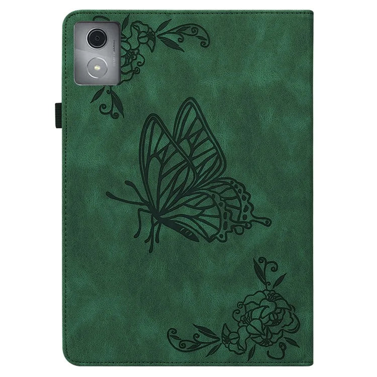 For Lenovo Tab K11 Plus Case Butterfly Flower Imprint PU Leather Tablet Cover with Card Slots