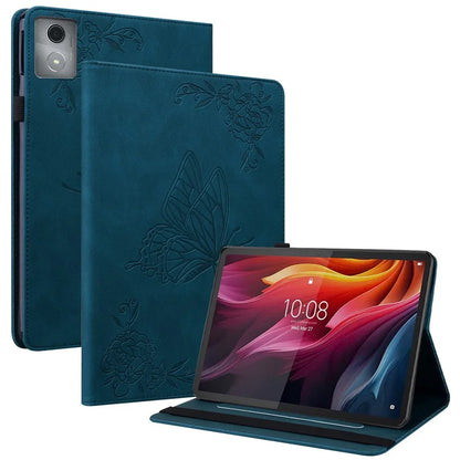 For Lenovo Tab K11 Plus Case Butterfly Flower Imprint PU Leather Tablet Cover with Card Slots