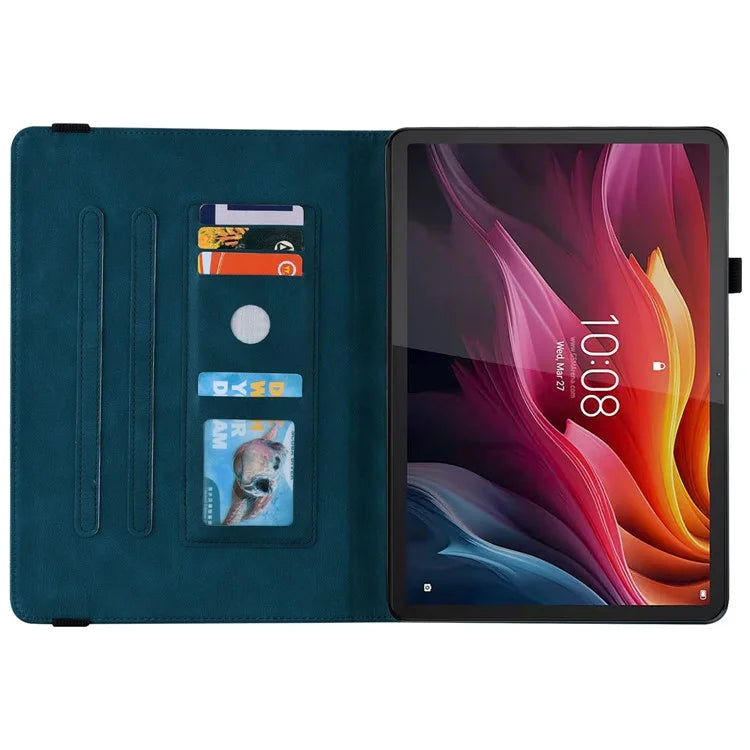 For Lenovo Tab K11 Plus Case Butterfly Flower Imprint PU Leather Tablet Cover with Card Slots
