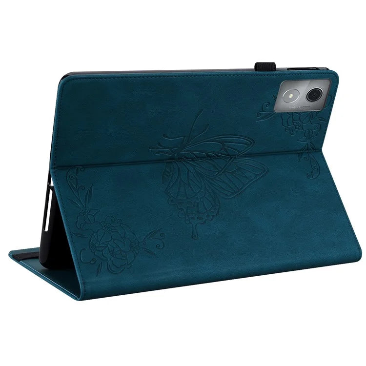 For Lenovo Tab K11 Plus Case Butterfly Flower Imprint PU Leather Tablet Cover with Card Slots