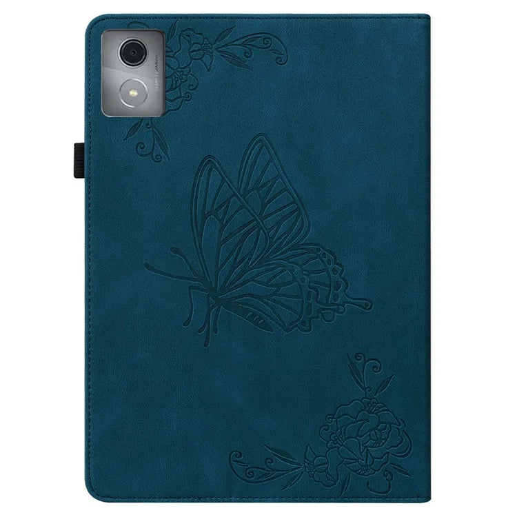 For Lenovo Tab K11 Plus Case Butterfly Flower Imprint PU Leather Tablet Cover with Card Slots