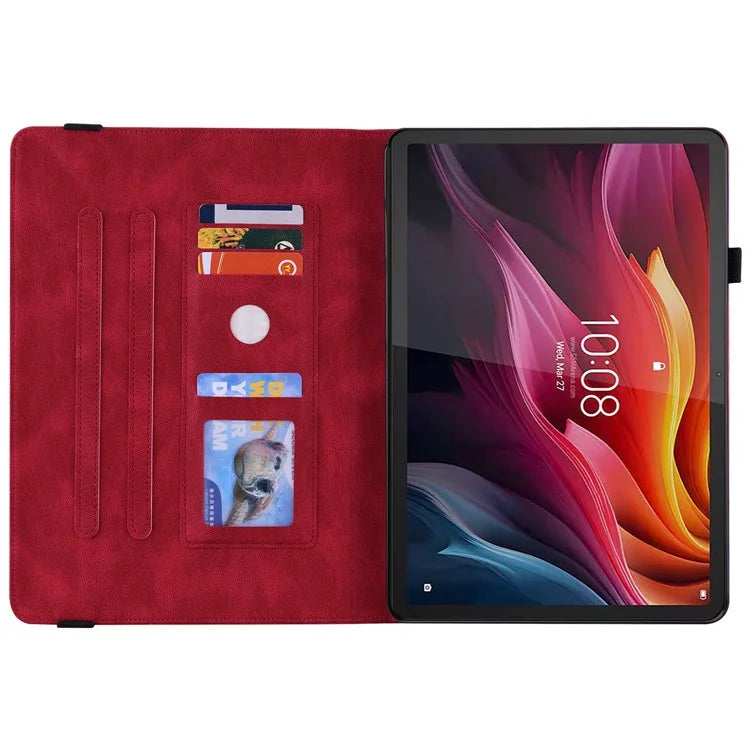 For Lenovo Tab K11 Plus Case Butterfly Flower Imprint PU Leather Tablet Cover with Card Slots