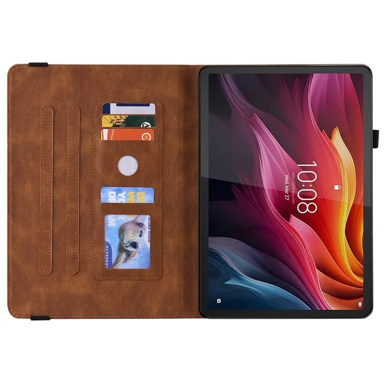 For Lenovo Tab K11 Plus Case Butterfly Flower Imprint PU Leather Tablet Cover with Card Slots