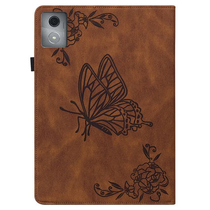 For Lenovo Tab K11 Plus Case Butterfly Flower Imprint PU Leather Tablet Cover with Card Slots