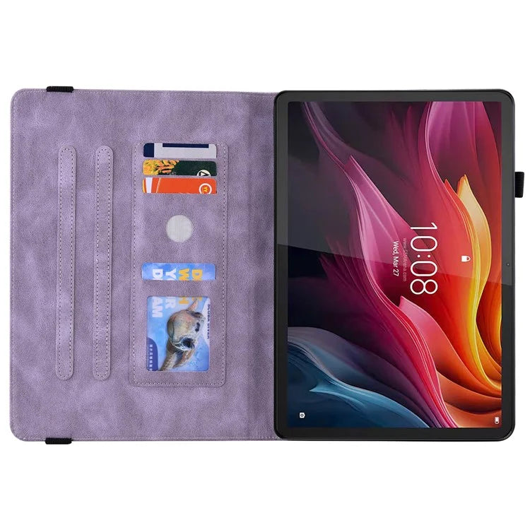 For Lenovo Tab K11 Plus Case Butterfly Flower Imprint PU Leather Tablet Cover with Card Slots