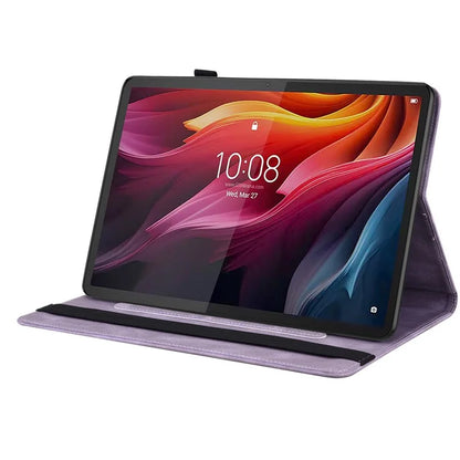 For Lenovo Tab K11 Plus Case Butterfly Flower Imprint PU Leather Tablet Cover with Card Slots