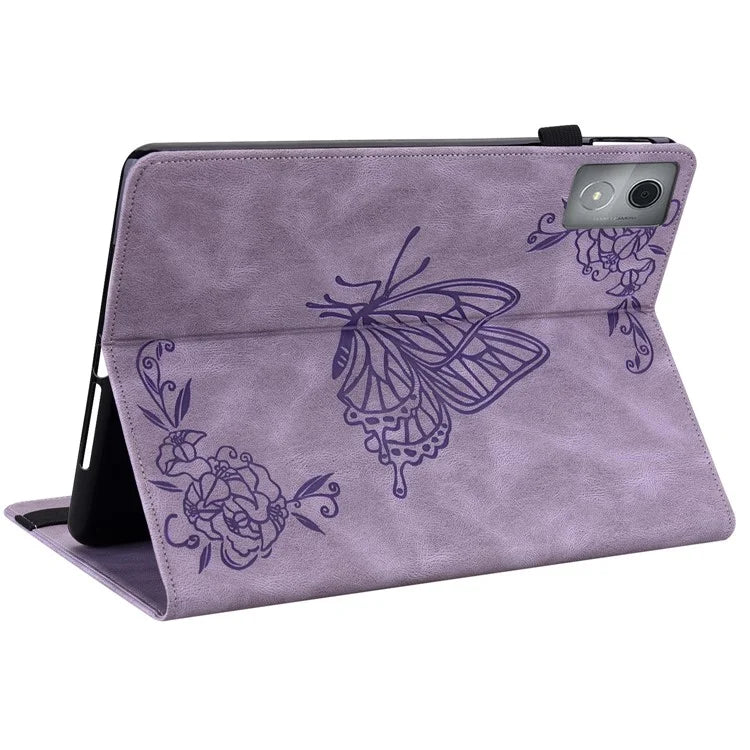 For Lenovo Tab K11 Plus Case Butterfly Flower Imprint PU Leather Tablet Cover with Card Slots