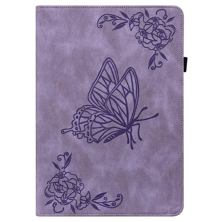 For Lenovo Tab K11 Plus Case Butterfly Flower Imprint PU Leather Tablet Cover with Card Slots