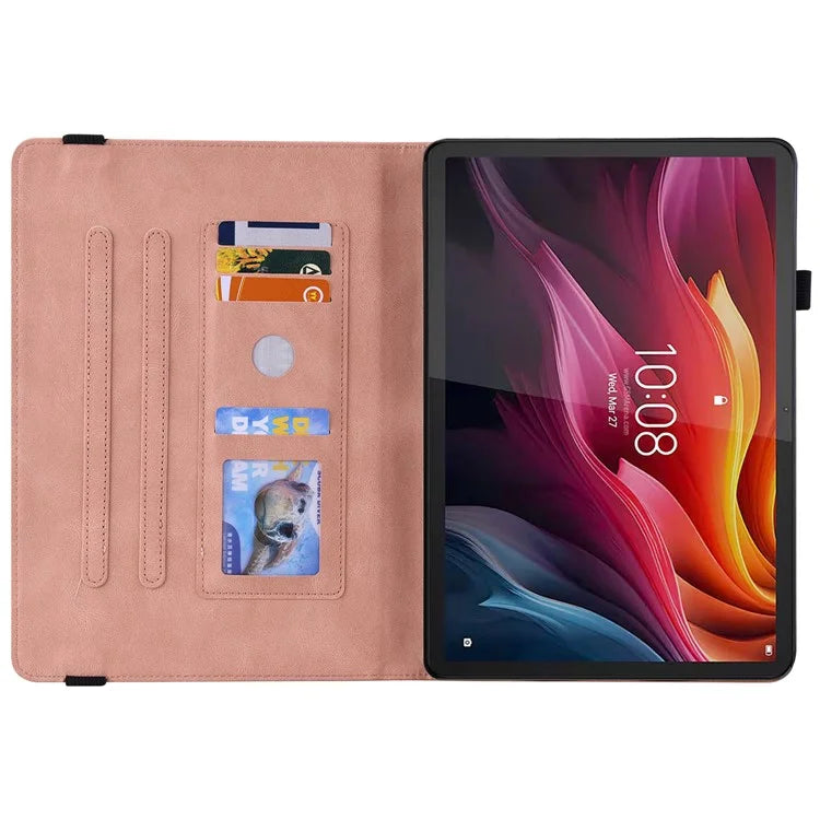 For Lenovo Tab K11 Plus Case Butterfly Flower Imprint PU Leather Tablet Cover with Card Slots