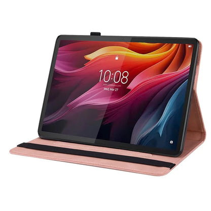 For Lenovo Tab K11 Plus Case Butterfly Flower Imprint PU Leather Tablet Cover with Card Slots