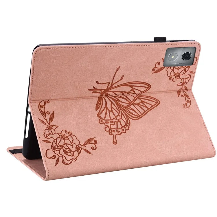 For Lenovo Tab K11 Plus Case Butterfly Flower Imprint PU Leather Tablet Cover with Card Slots