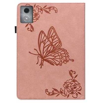 For Lenovo Tab K11 Plus Case Butterfly Flower Imprint PU Leather Tablet Cover with Card Slots