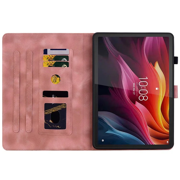 For Lenovo Tab K11 Plus Case Lily Flower Imprint Card Slots Leather Tablet Cover