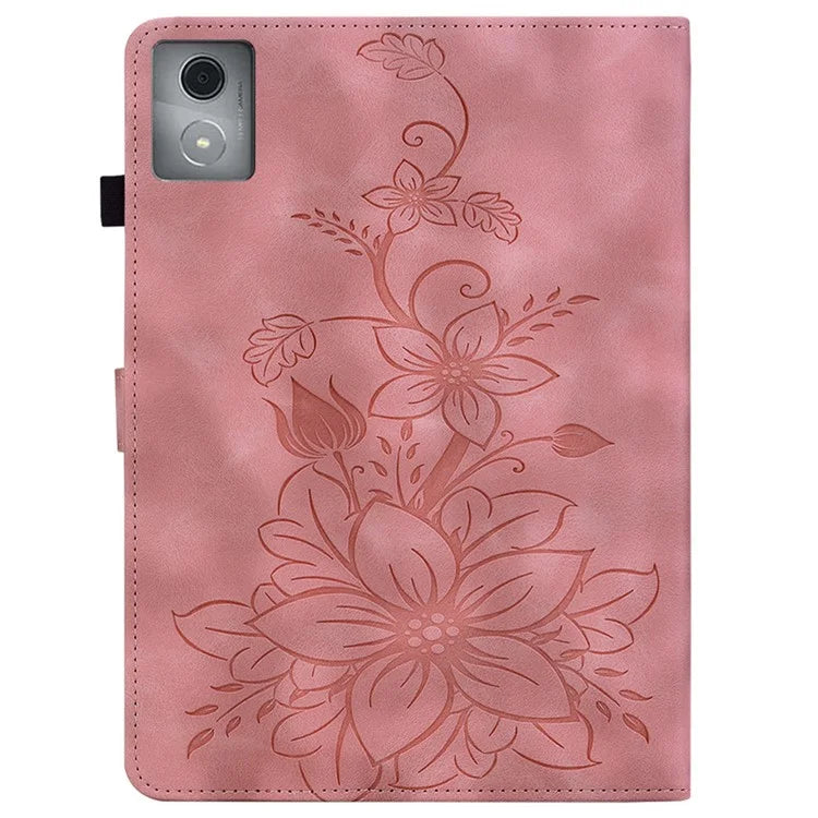 For Lenovo Tab K11 Plus Case Lily Flower Imprint Card Slots Leather Tablet Cover