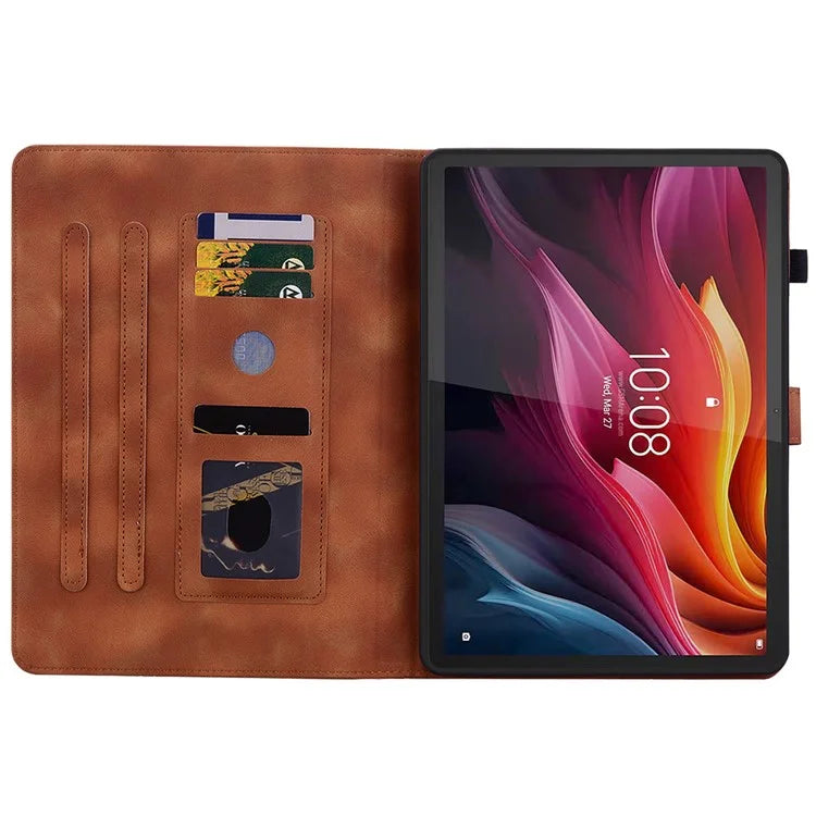 For Lenovo Tab K11 Plus Case Lily Flower Imprint Card Slots Leather Tablet Cover
