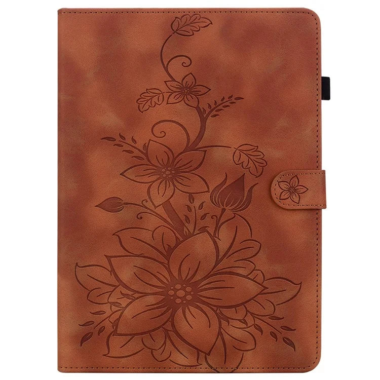 For Lenovo Tab K11 Plus Case Lily Flower Imprint Card Slots Leather Tablet Cover
