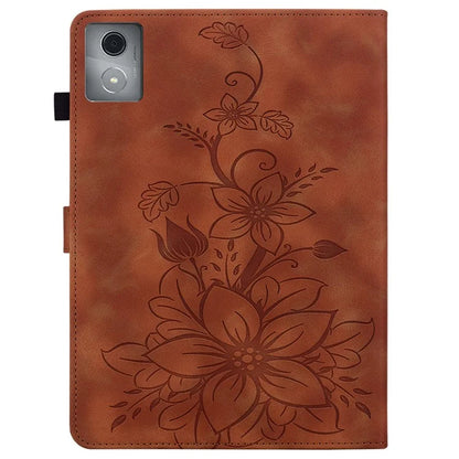 For Lenovo Tab K11 Plus Case Lily Flower Imprint Card Slots Leather Tablet Cover