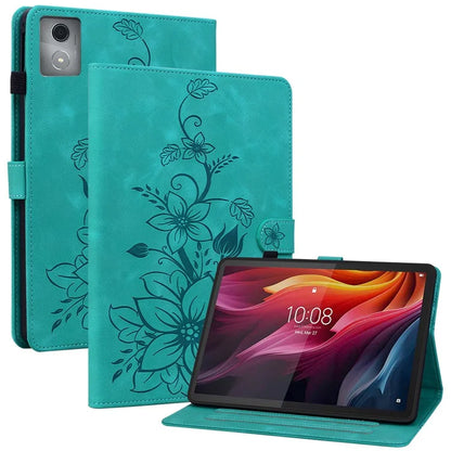 For Lenovo Tab K11 Plus Case Lily Flower Imprint Card Slots Leather Tablet Cover