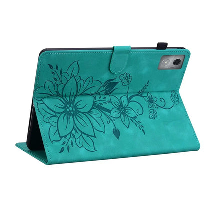 For Lenovo Tab K11 Plus Case Lily Flower Imprint Card Slots Leather Tablet Cover