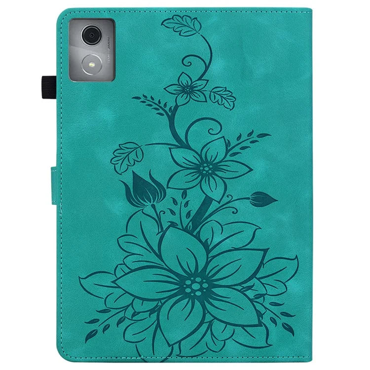 For Lenovo Tab K11 Plus Case Lily Flower Imprint Card Slots Leather Tablet Cover