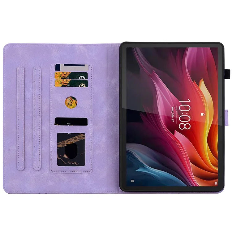 For Lenovo Tab K11 Plus Case Lily Flower Imprint Card Slots Leather Tablet Cover