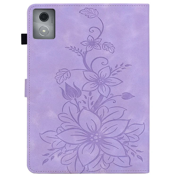 For Lenovo Tab K11 Plus Case Lily Flower Imprint Card Slots Leather Tablet Cover