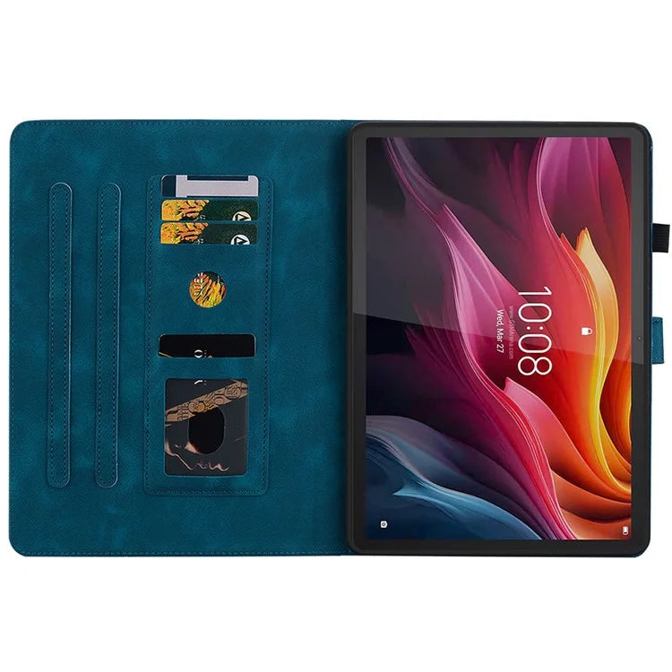 For Lenovo Tab K11 Plus Case Lily Flower Imprint Card Slots Leather Tablet Cover